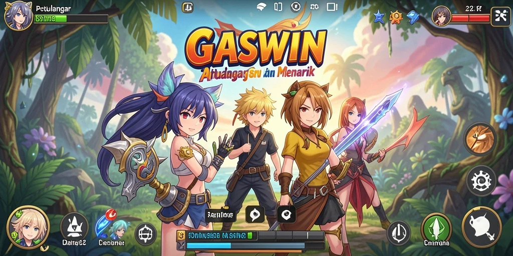 Tampilan gameplay GASWIN dengan karakter Anime yang menarik.