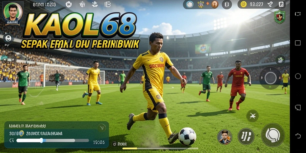 Tangkapan layar KAOL68 menampilkan aksi mendebarkan dalam permainan sepak bola.
