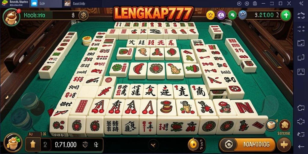 Screenshot gameplay LENGKAP777 yang menunjukkan tantangan Mahjong yang mendebarkan.