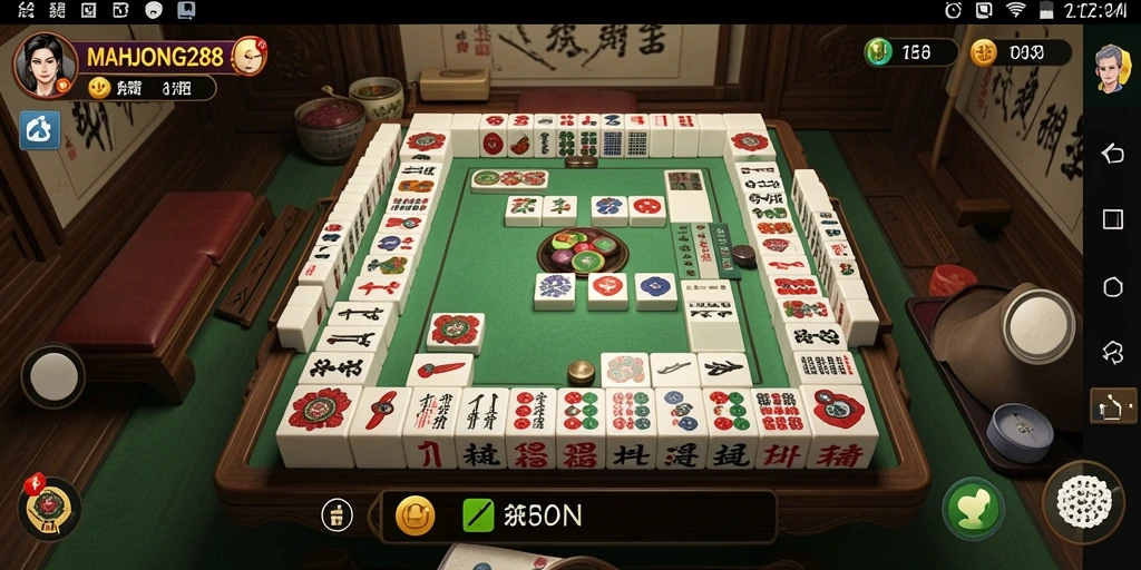 Tampilan gameplay seru MAHJONG288 dengan elemen Mahjong klasik.