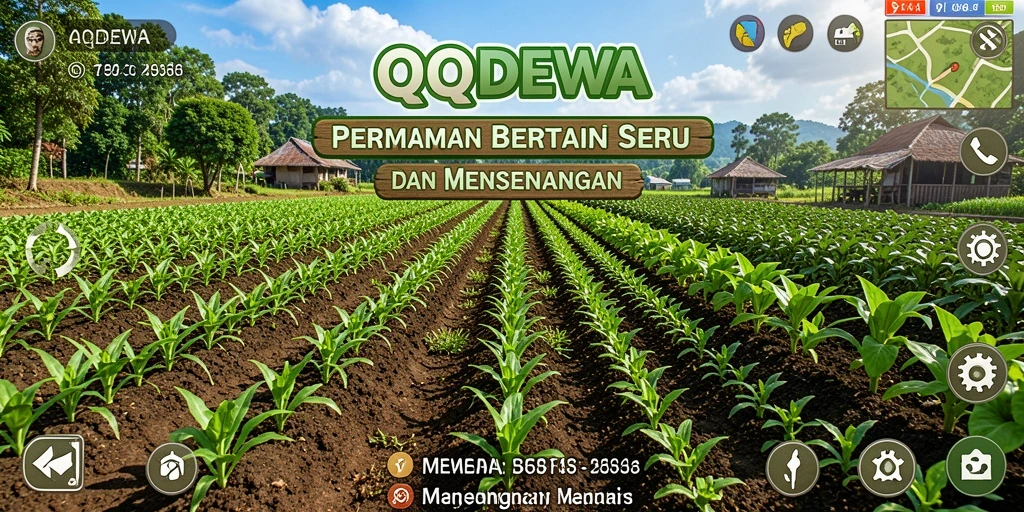 Tangkapan layar dari gameplay QQDEWA menampilkan kebun yang indah dengan tanaman subur.