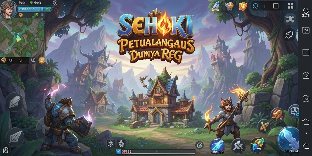 Screenshot gameplay SEHOKI menampilkan pertarungan epik RPG.