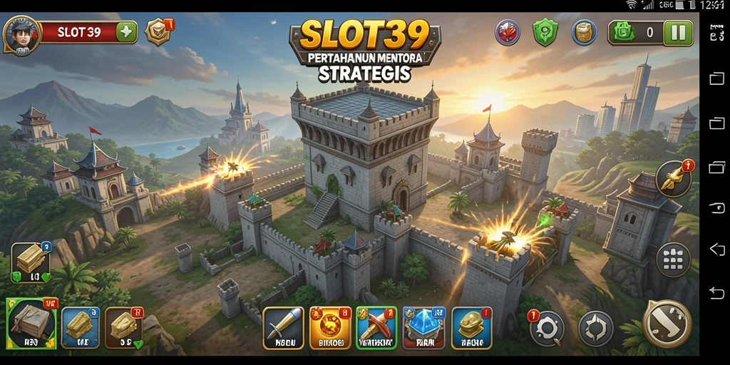 Tampilan gameplay menara pertahanan yang mendebarkan di SLOT39.