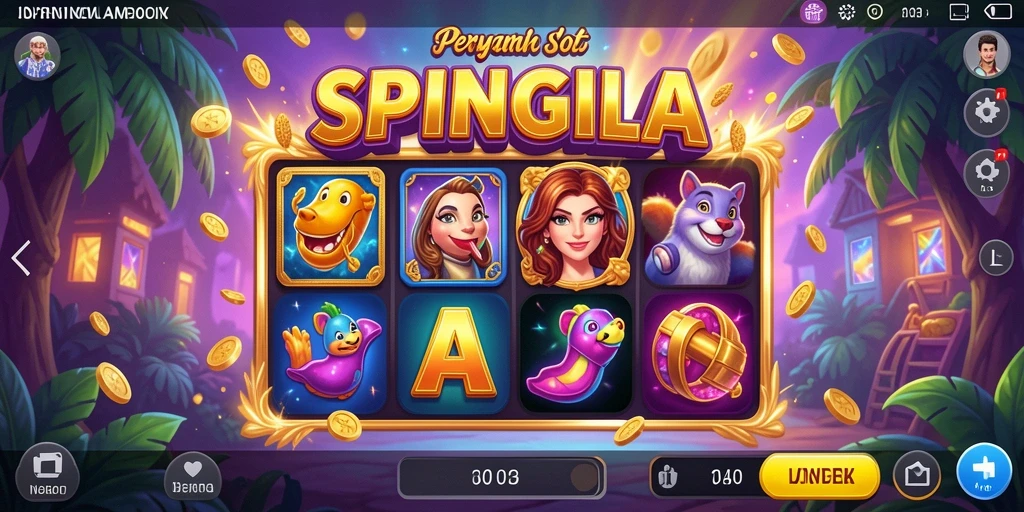 Tampilan gameplay SPINGILA yang mendebarkan dan penuh warna.