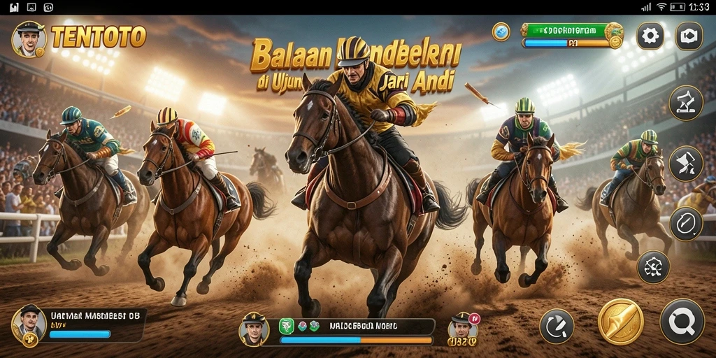 TENTOTO menampilkan aksi balap intens dengan kendaraan yang melaju kencang.